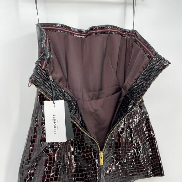 retrofete | Merida Leather Dress in Port Patent Crocodile Strapless Mini M - Picture 13 of 15